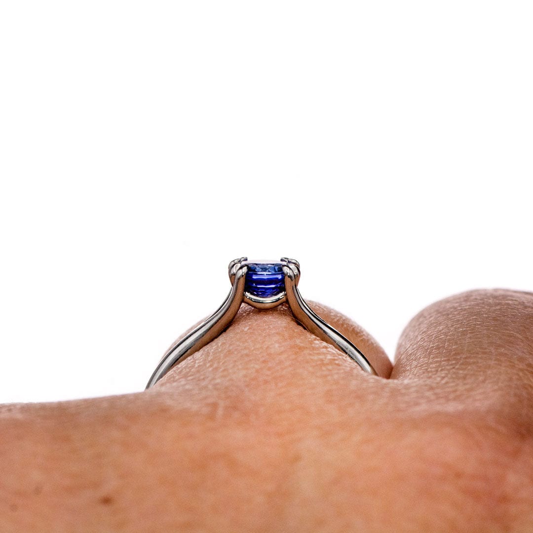Blue Sapphire Double Prong Solitaire Engagement Ring Ring by Nodeform