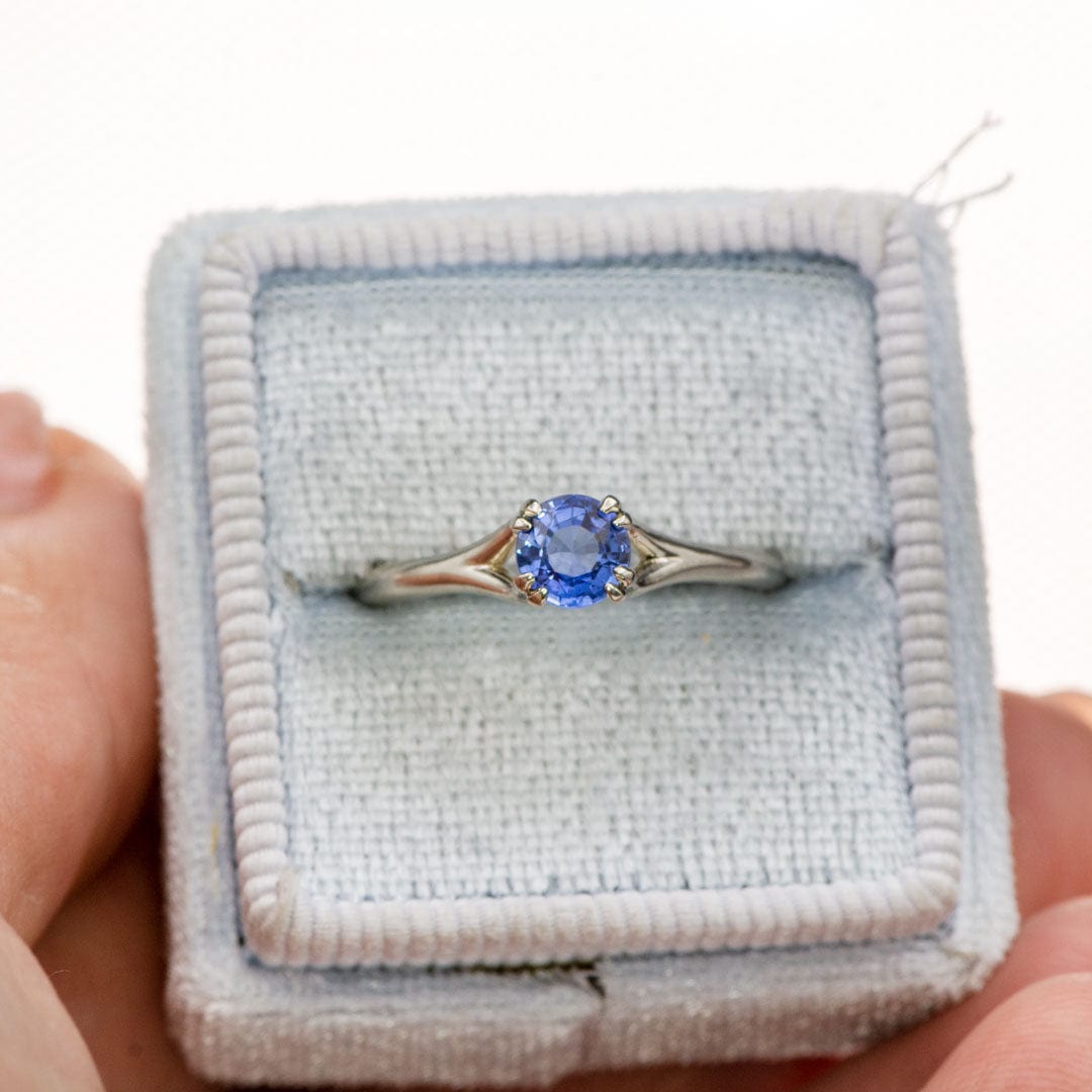 Blue Sapphire Double Prong Solitaire Engagement Ring Ring by Nodeform