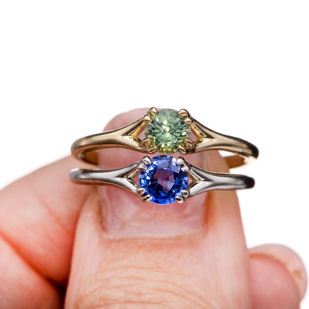 Blue Sapphire Double Prong Solitaire Engagement Ring Ring by Nodeform