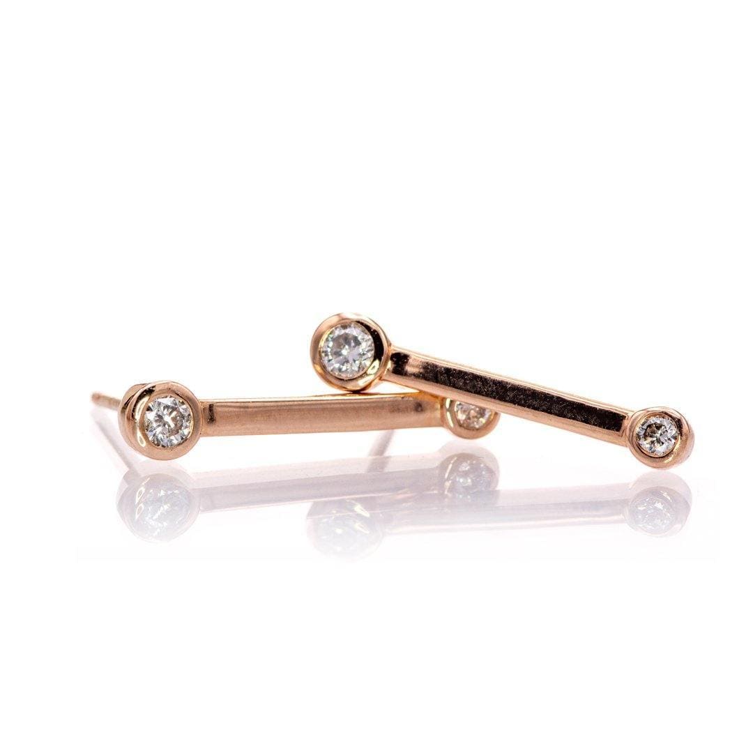 Geometric Double Bezel Diamond Bar Stud Earrings Earrings by Nodeform