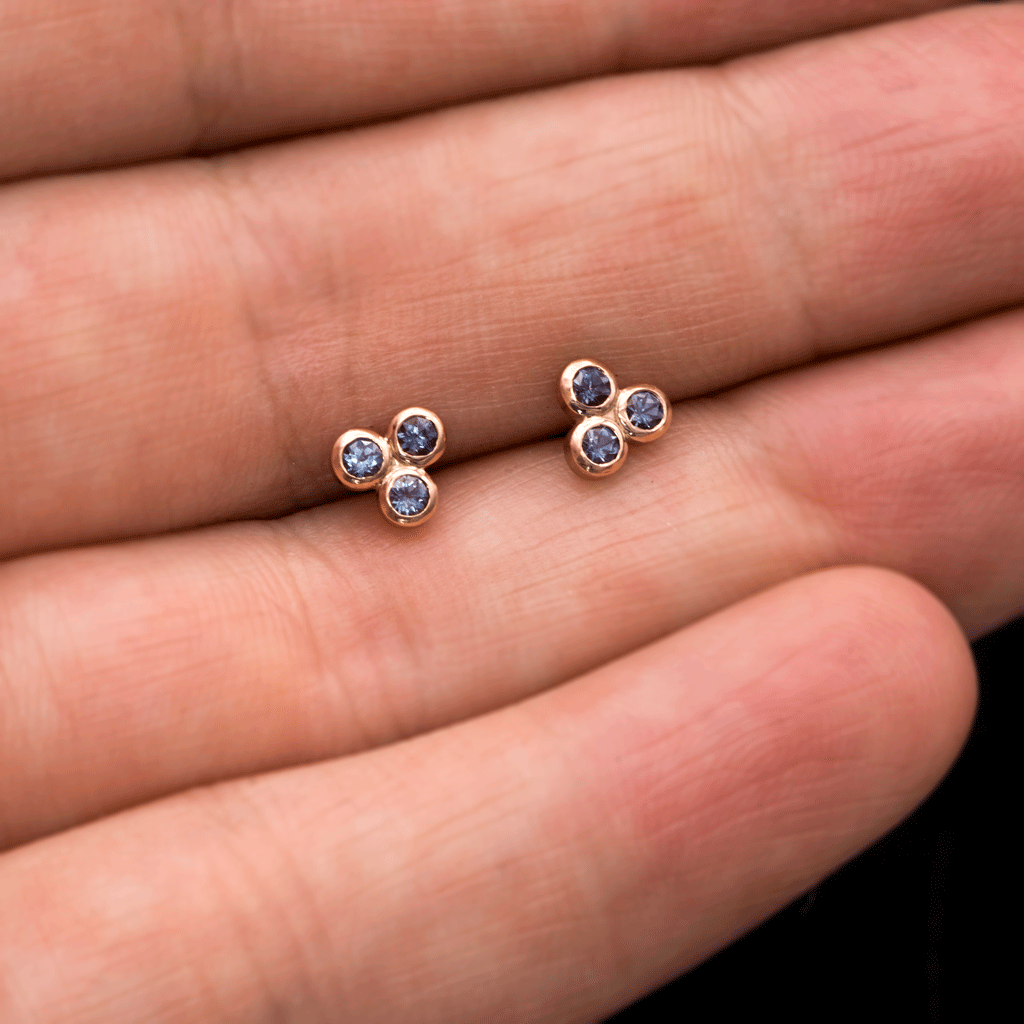 Lab-Grown Alexandrite Trio Bezel Cluster Stud Earrings Earrings by Nodeform