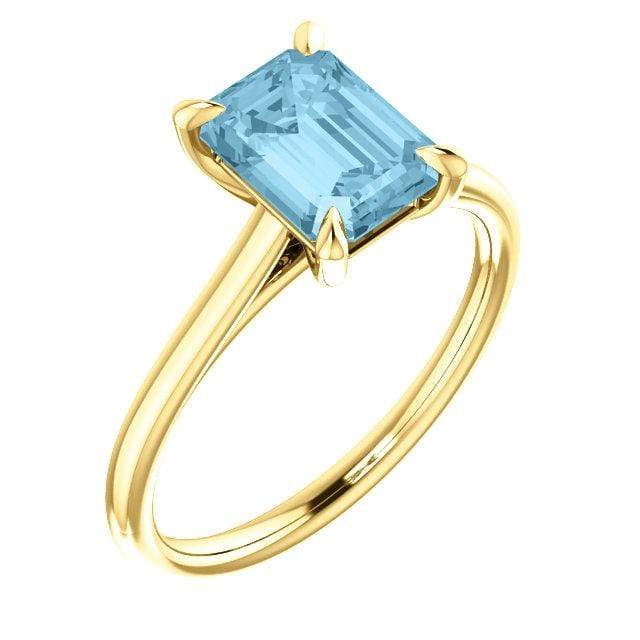 Emily Prong Set Narrow Cathedral Solitaire Engagement Ring - Setting only 14K Yellow Gold Ring Setting by Nodeform