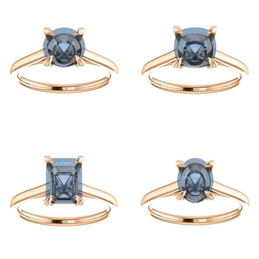 Emily Prong Set Narrow Cathedral Solitaire Engagement Ring - Setting only 14k Rose Gold Ring Setting by Nodeform