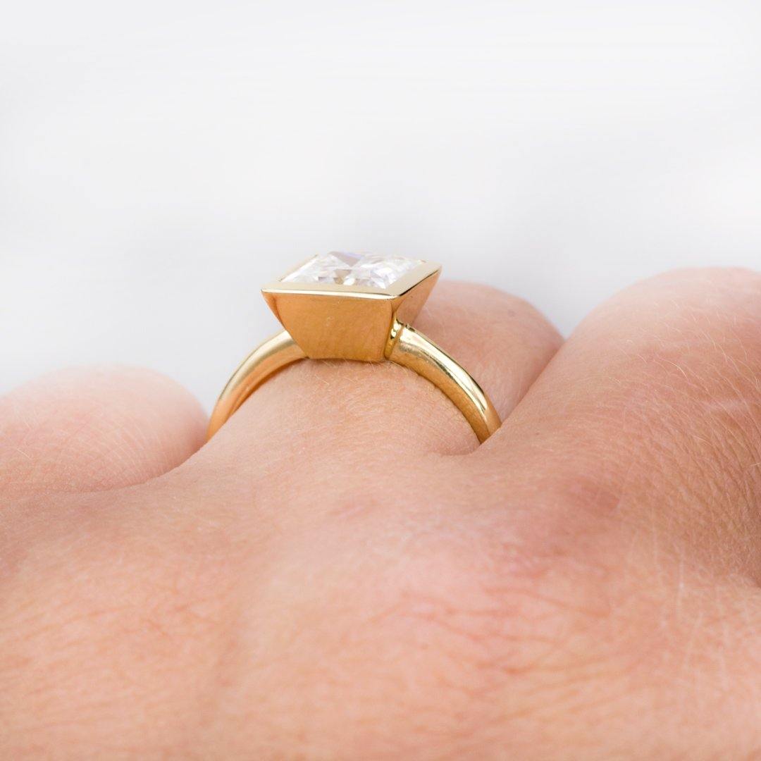 Emma Solitaire Ring - Square Brilliant / Princess Cut Moissanite Bezel Set Engagement Ring Ring by Nodeform