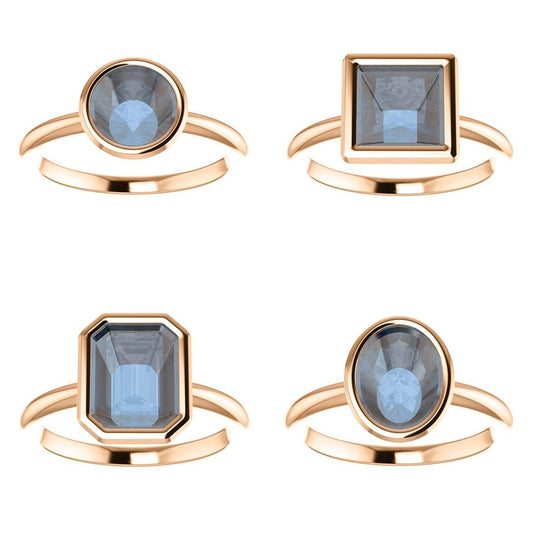 Emma Bezel Set Solitaire Engagement Ring - Setting only 14kX1 Nickel White Gold (Not Rhodium Plated) Ring Setting by Nodeform