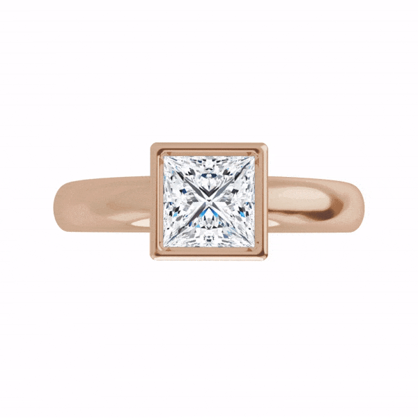Princess Cut Moissanite Cutout Bezel Solitaire Engagement Ring Ring by Nodeform