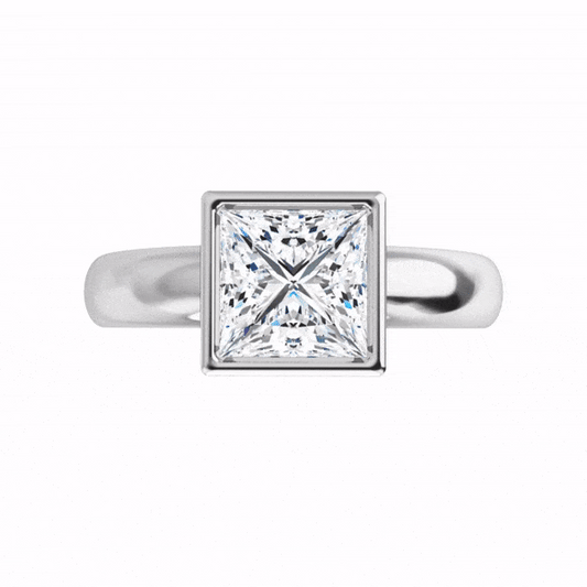 Princess Cut Moissanite Cutout Bezel Solitaire Engagement Ring Ring by Nodeform