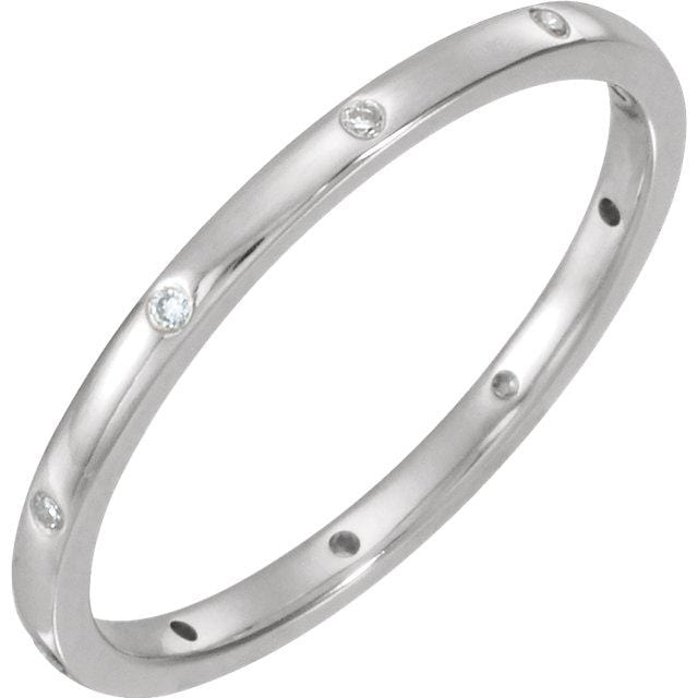 Skinny Thin Eternity Wedding Band With Flush Set Moissanites 14kPD White Gold / 1.5mm wide Ring by Nodeform