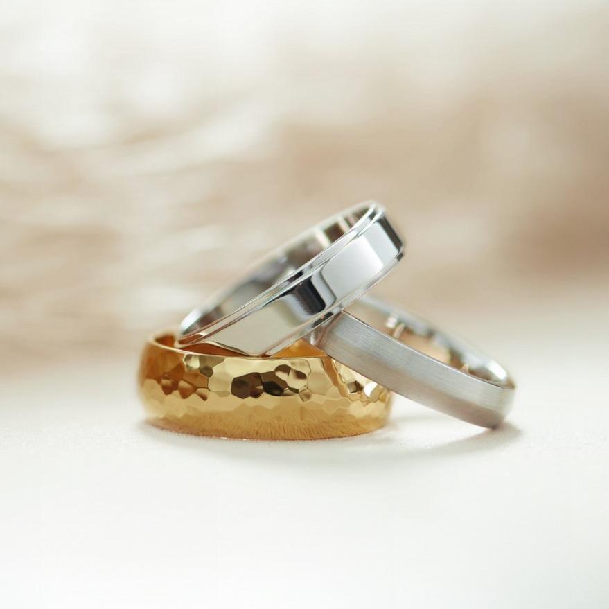 Wide Hammered Domed Wedding Band Ring by Nodeform