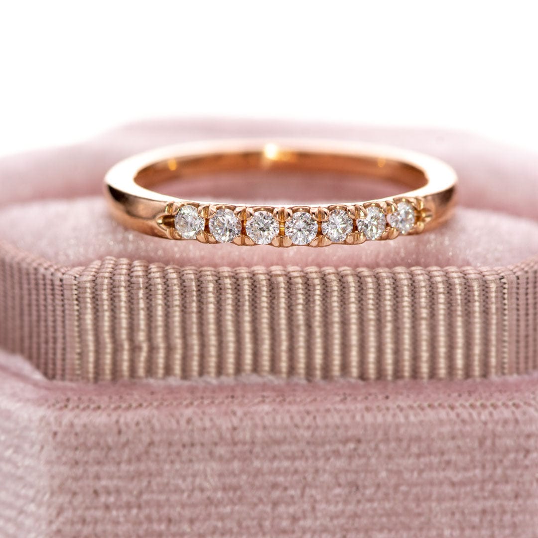 Freya Anniversary Band - French Set Moissanite or Diamond Pave Ring Stacking Wedding Band Ring by Nodeform
