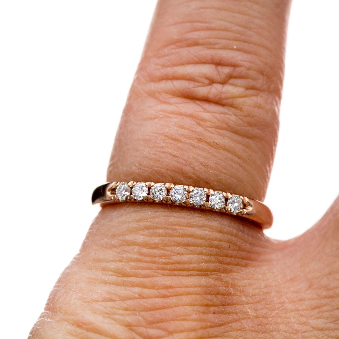 Freya Anniversary Band - French Set Moissanite or Diamond Pave Ring Stacking Wedding Band Ring by Nodeform