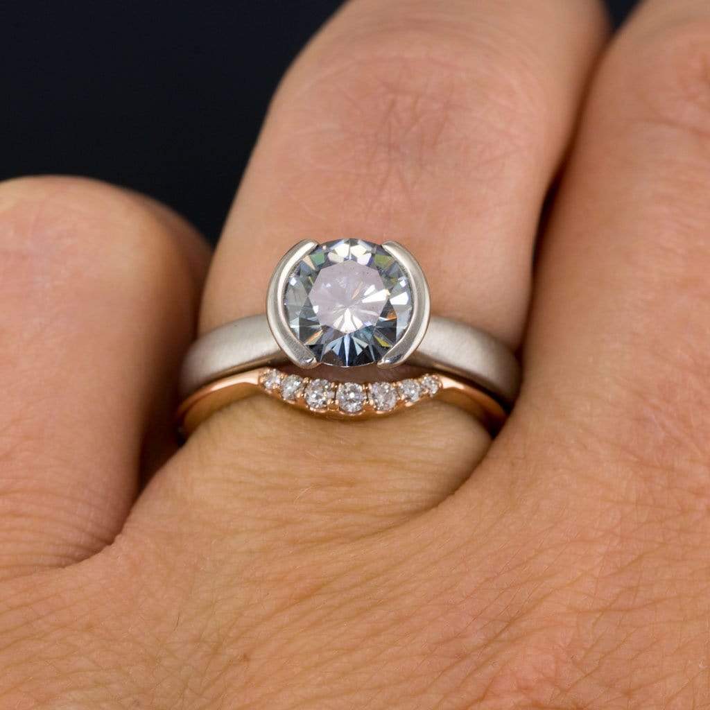 Selene - Graduated Diamond, Moissanite or Sapphire Curved Contoured Stacking Wedding Ring Ring by Nodeform