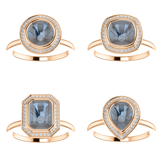 Hale Ring - Bezel Set Engagement Ring with Diamond Halo- Setting only Ring Setting by Nodeform