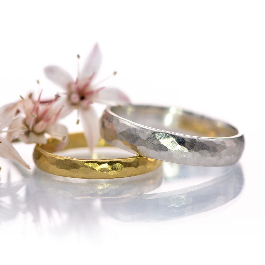 Narrow Hammered Texture Wedding Band Ring by Nodeform