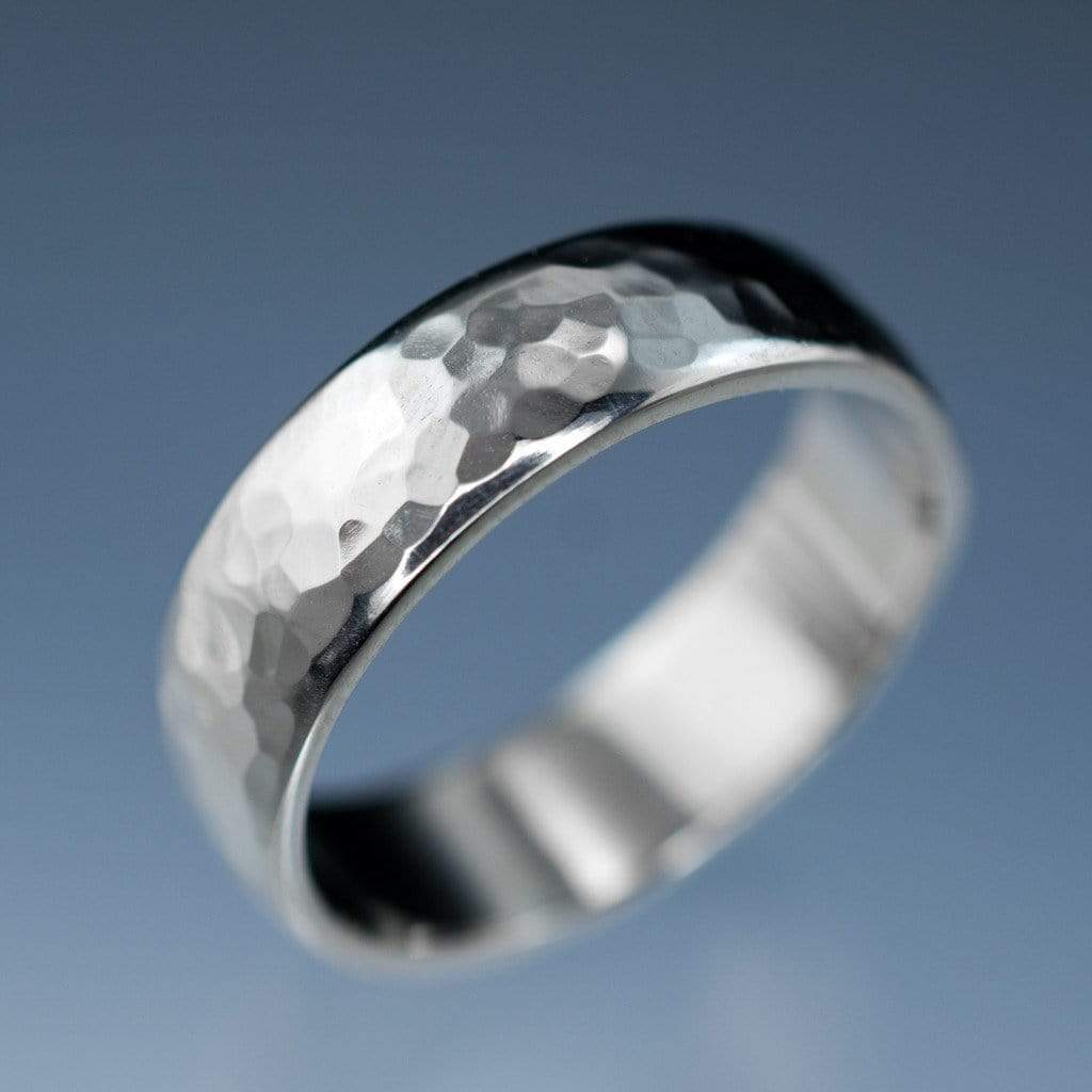 Wide Hammered Domed Wedding Band Ring by Nodeform