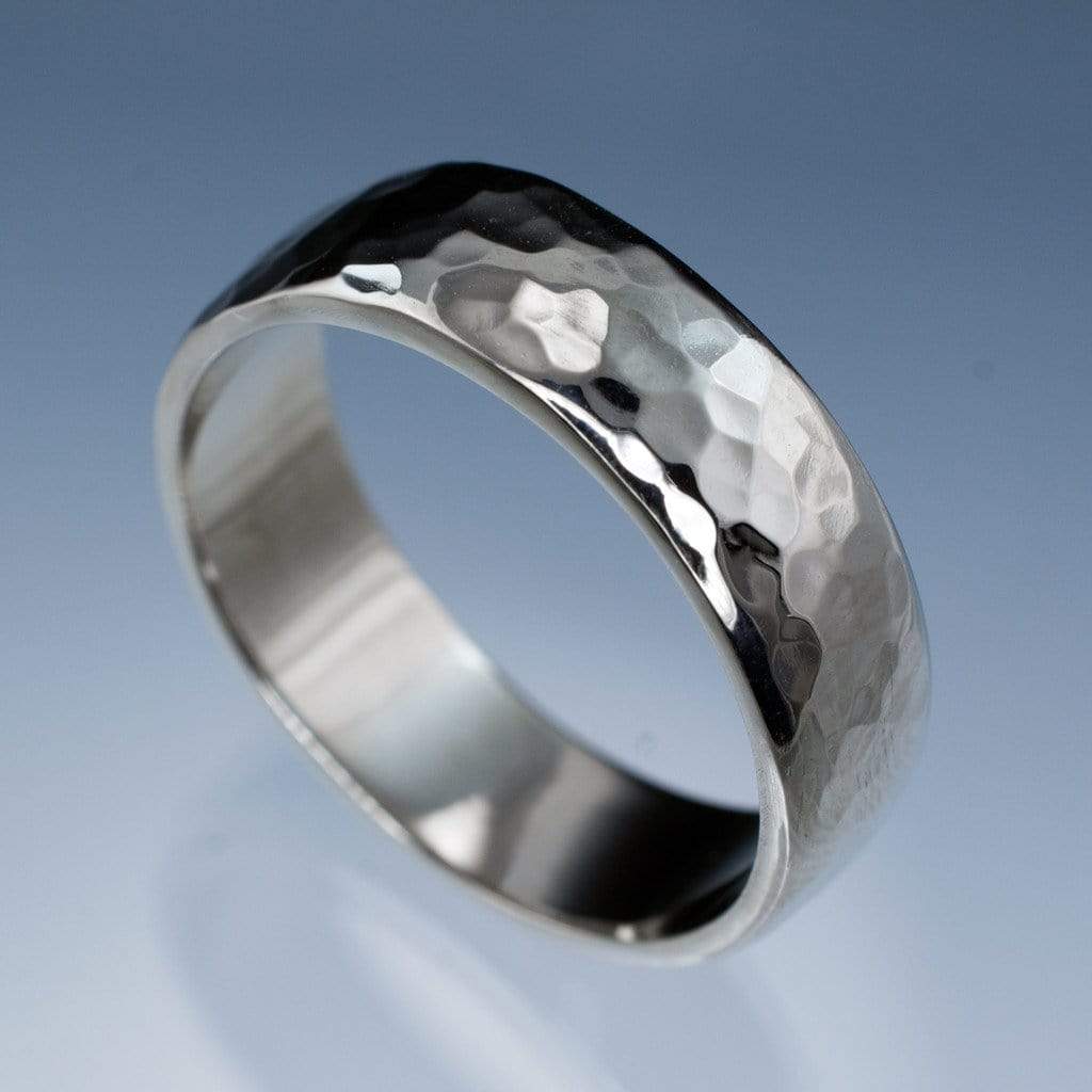 Wide Hammered Domed Wedding Band Ring by Nodeform