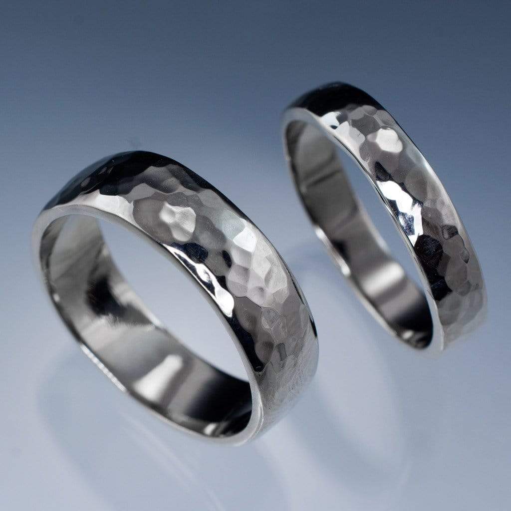 Wide Hammered Domed Wedding Band Ring by Nodeform