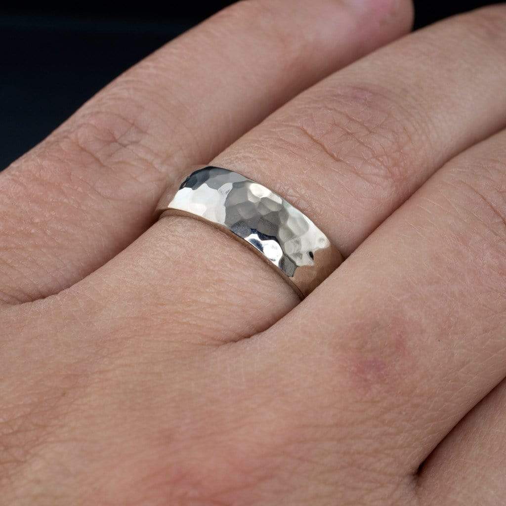 Wide Hammered Domed Wedding Band Ring by Nodeform