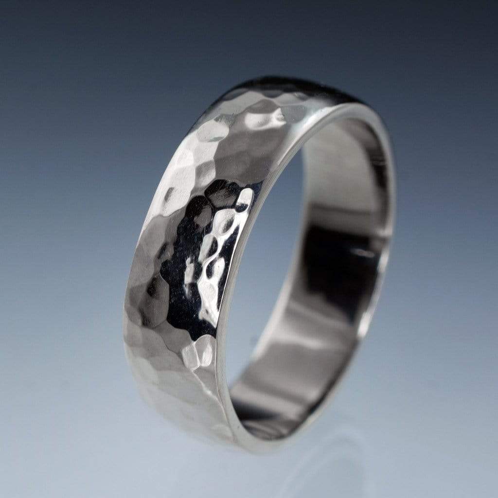 Wide Hammered Domed Wedding Band Ring by Nodeform