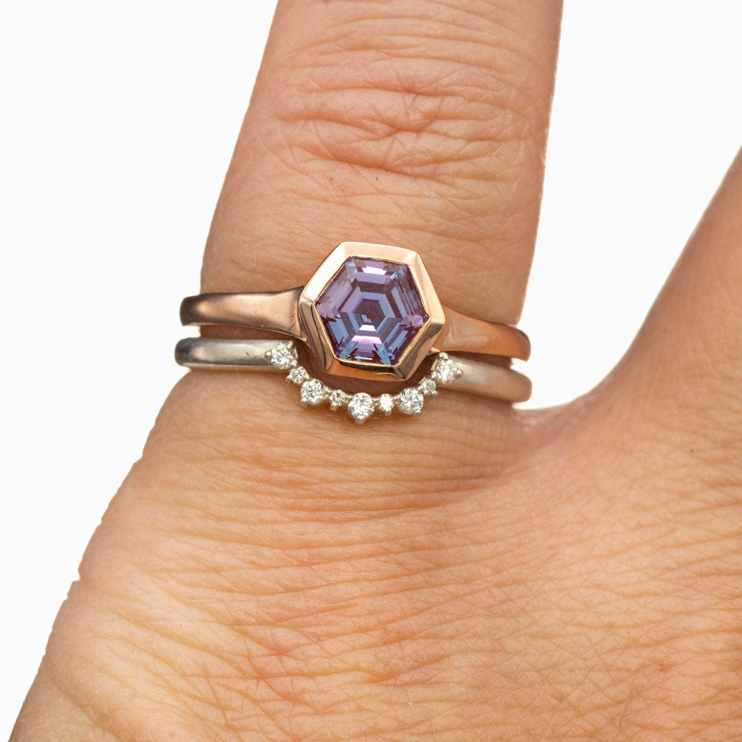 Casey Band - C-Shape Contoured Accented Diamond, or Sapphire Shadow Wedding Ring Ring by Nodeform