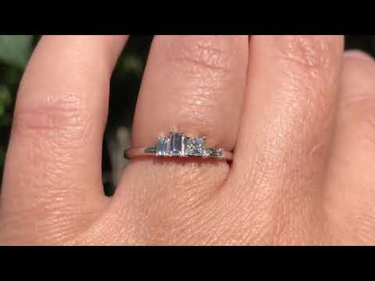 Georgia Ring - Geometric Cluster Baguette & Princess Cut Diamond, Ruby, Alexandrite or Sapphire Stacking Ring
