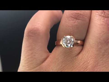 Round Brilliant Moissanite Modified Tension Solitaire Engagement Ring