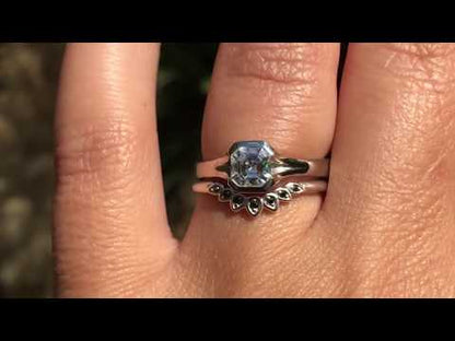 Petal Band - Floral Inspired Contoured Black or Teal Diamond Stacking Wedding Ring