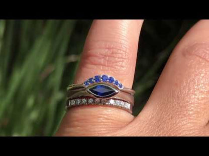 Marquise Blue Sapphire Bezel Solitaire Engagement Ring