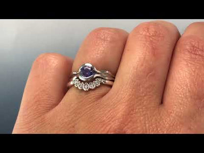 Wave Alexandrite Solitaire Engagement Ring