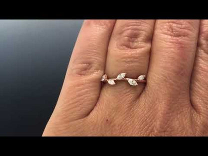 Phyliss Band - Delicate Leaf Ring 1/3CTW Diamond Stacking Anniversary Ring