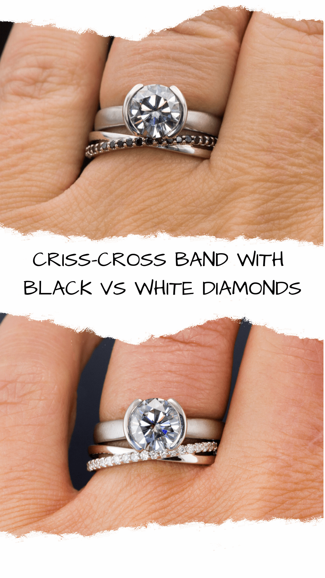 Criss Cross Band - Contoured Wedding Ring with Diamonds, Moissanites, Rubies or Sapphires Ring by Nodeform