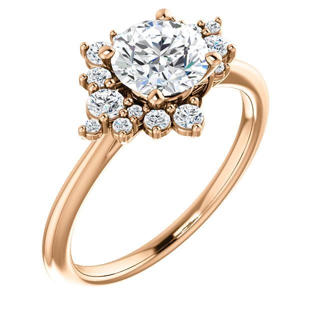 Lydia - Prong Set Accented Side Cluster /Halo Engagement Ring - Setting only Ring Setting by Nodeform