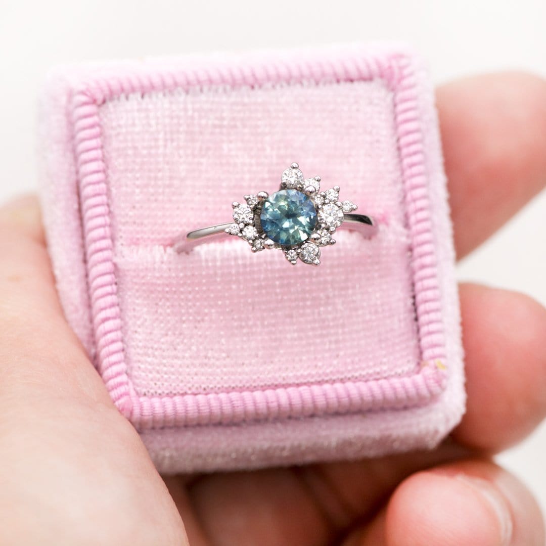 Lydia - Prong Set Accented Side Cluster /Halo Engagement Ring - Setting only Ring Setting by Nodeform