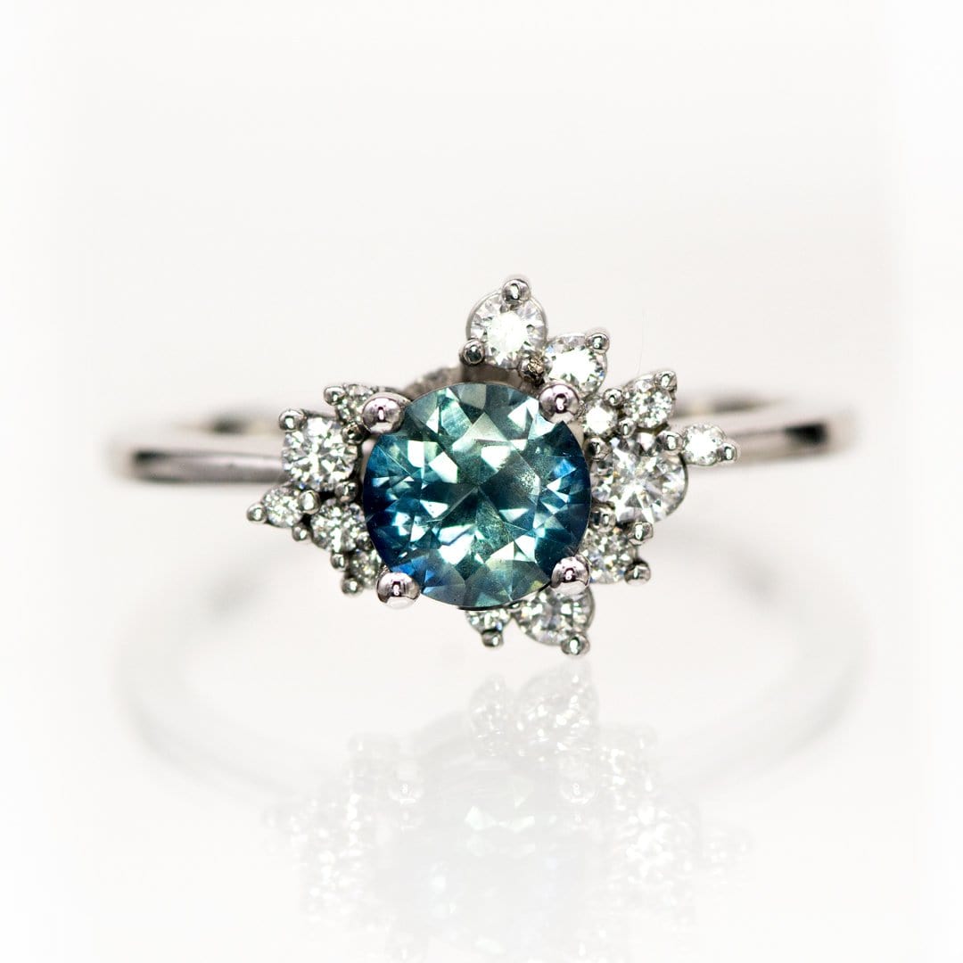 Lydia - Prong Set Accented Side Cluster /Halo Engagement Ring - Setting only Ring Setting by Nodeform