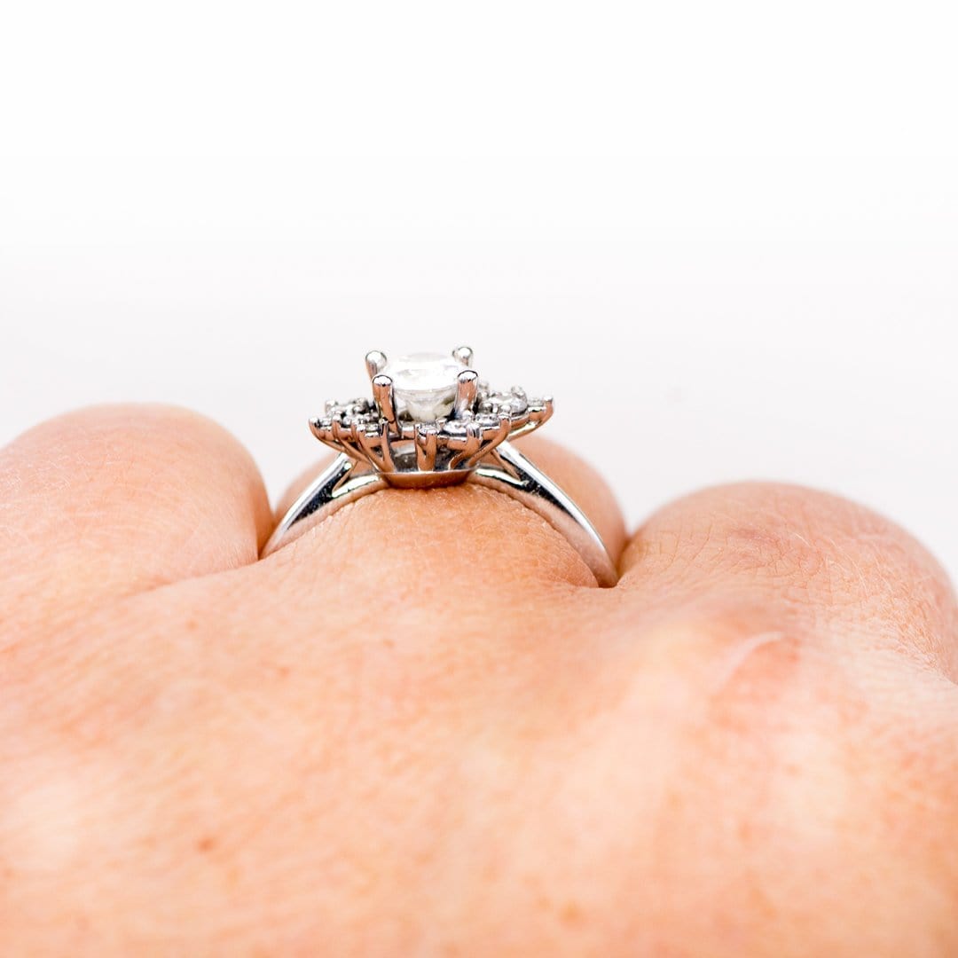 Lydia - Prong Set Accented Side Cluster /Halo Engagement Ring - Setting only Ring Setting by Nodeform