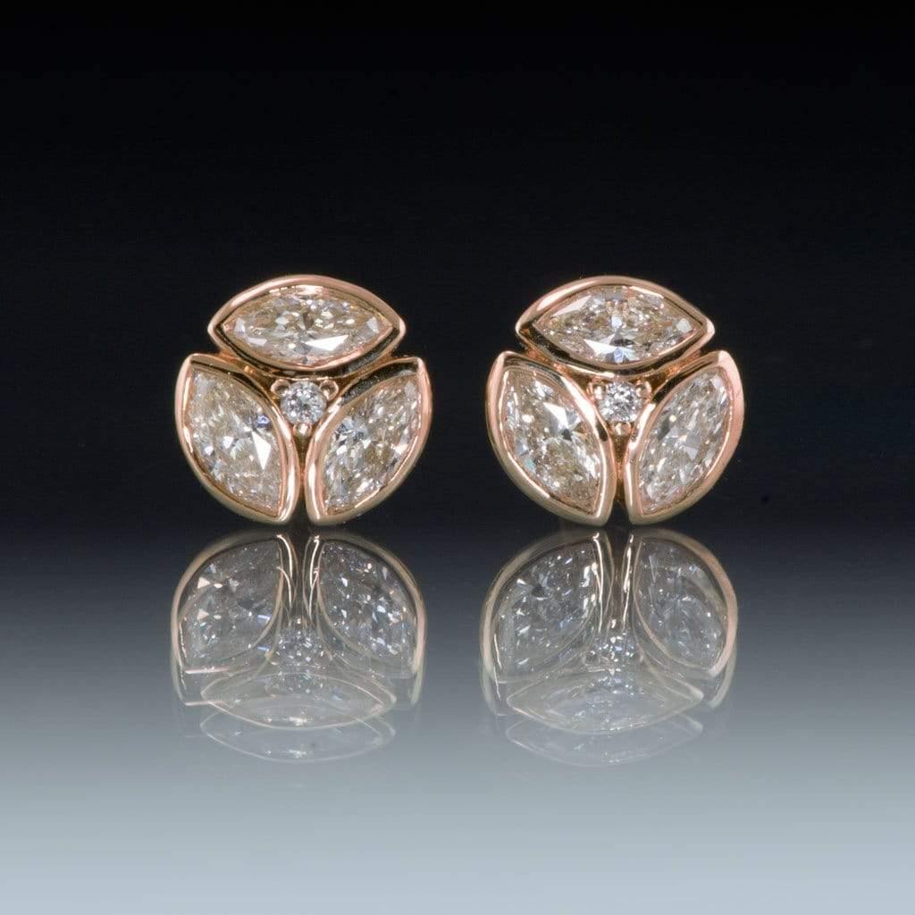 1/2CTW Marquise Diamond Bezel Set Cluster Stud Earrings Earrings by Nodeform