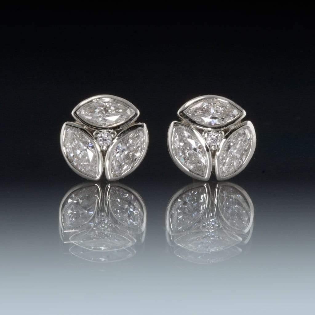 1/2CTW Marquise Diamond Bezel Set Cluster Stud Earrings Earrings by Nodeform