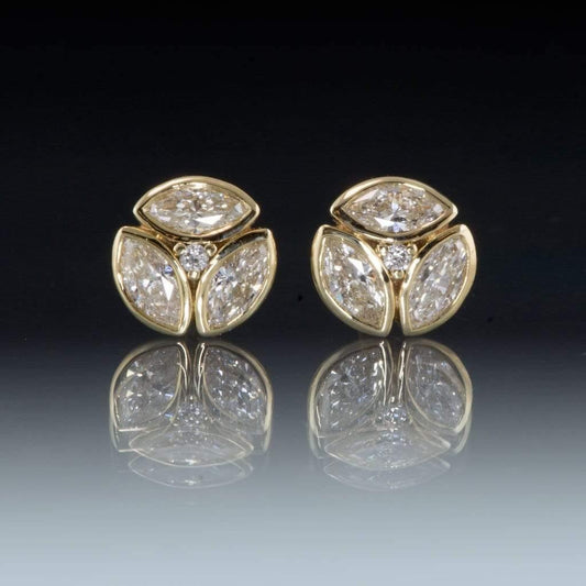 1/2CTW Marquise Diamond Bezel Set Cluster Stud Earrings Earrings by Nodeform
