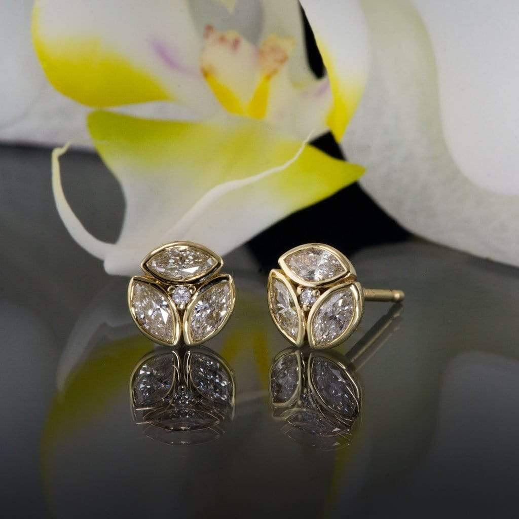 1/2CTW Marquise Diamond Bezel Set Cluster Stud Earrings Earrings by Nodeform