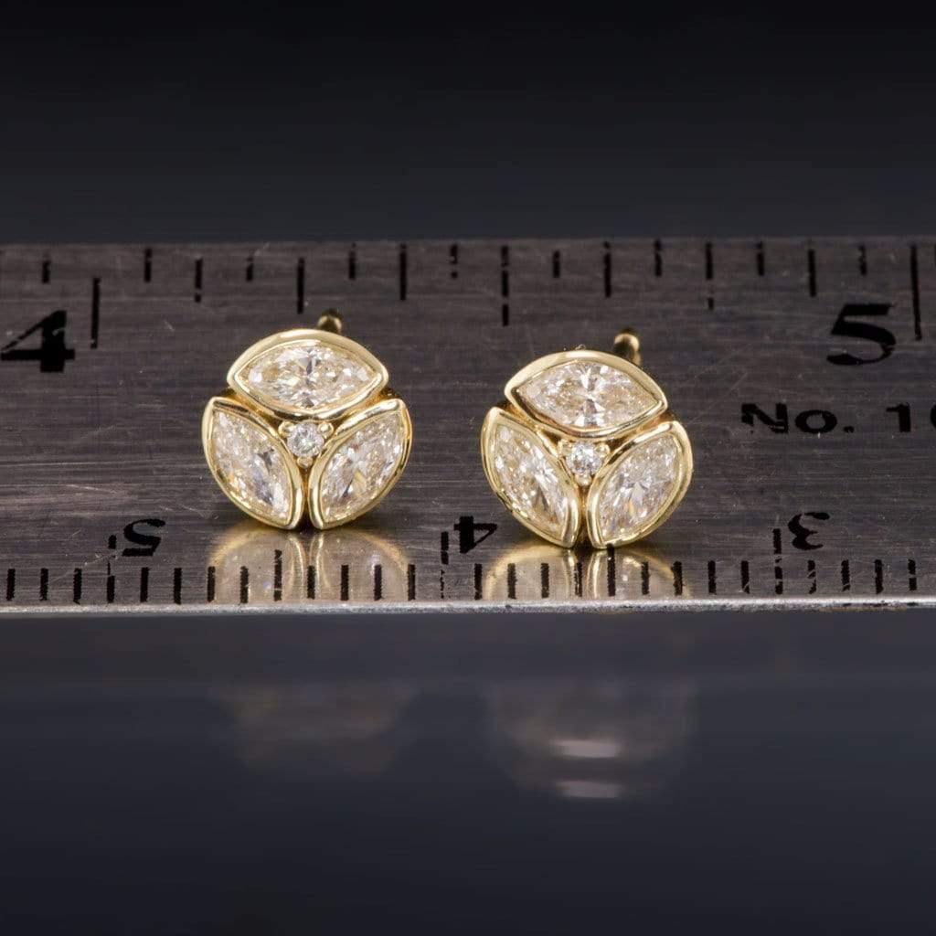 1/2CTW Marquise Diamond Bezel Set Cluster Stud Earrings Earrings by Nodeform