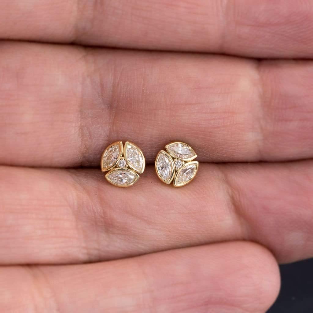 1/2CTW Marquise Diamond Bezel Set Cluster Stud Earrings Earrings by Nodeform