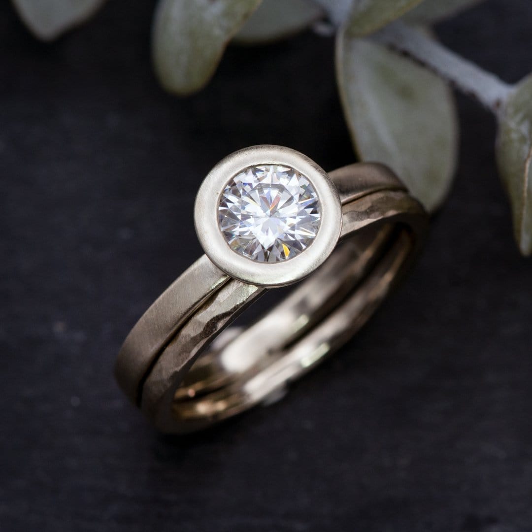 Skinny Hammered Texture Thin Wedding Band Ring by Nodeform