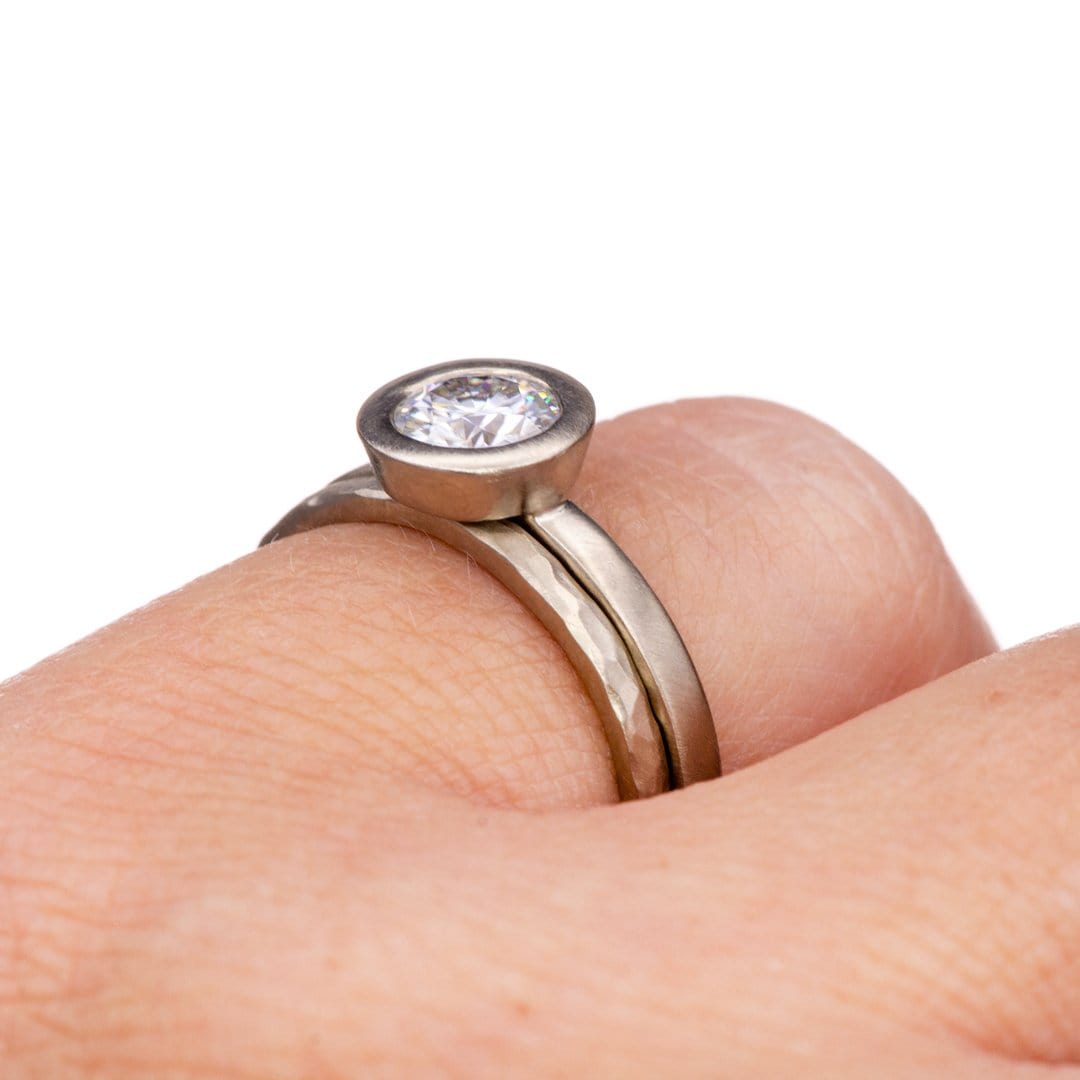 Skinny Hammered Texture Thin Wedding Band Ring by Nodeform