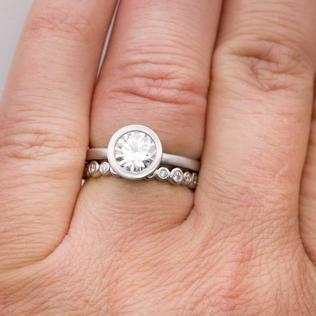 Bree Anniversary Band - Bezel Set Diamond Eternity Stacking Ring Wedding Band Ring by Nodeform