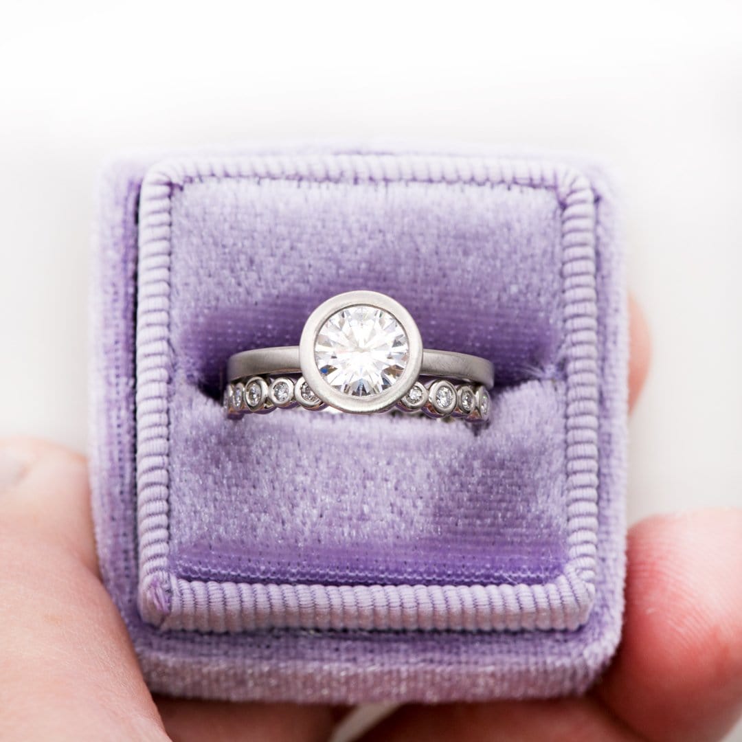 Bree Anniversary Band - Bezel Set Diamond Eternity Stacking Ring Wedding Band Ring by Nodeform