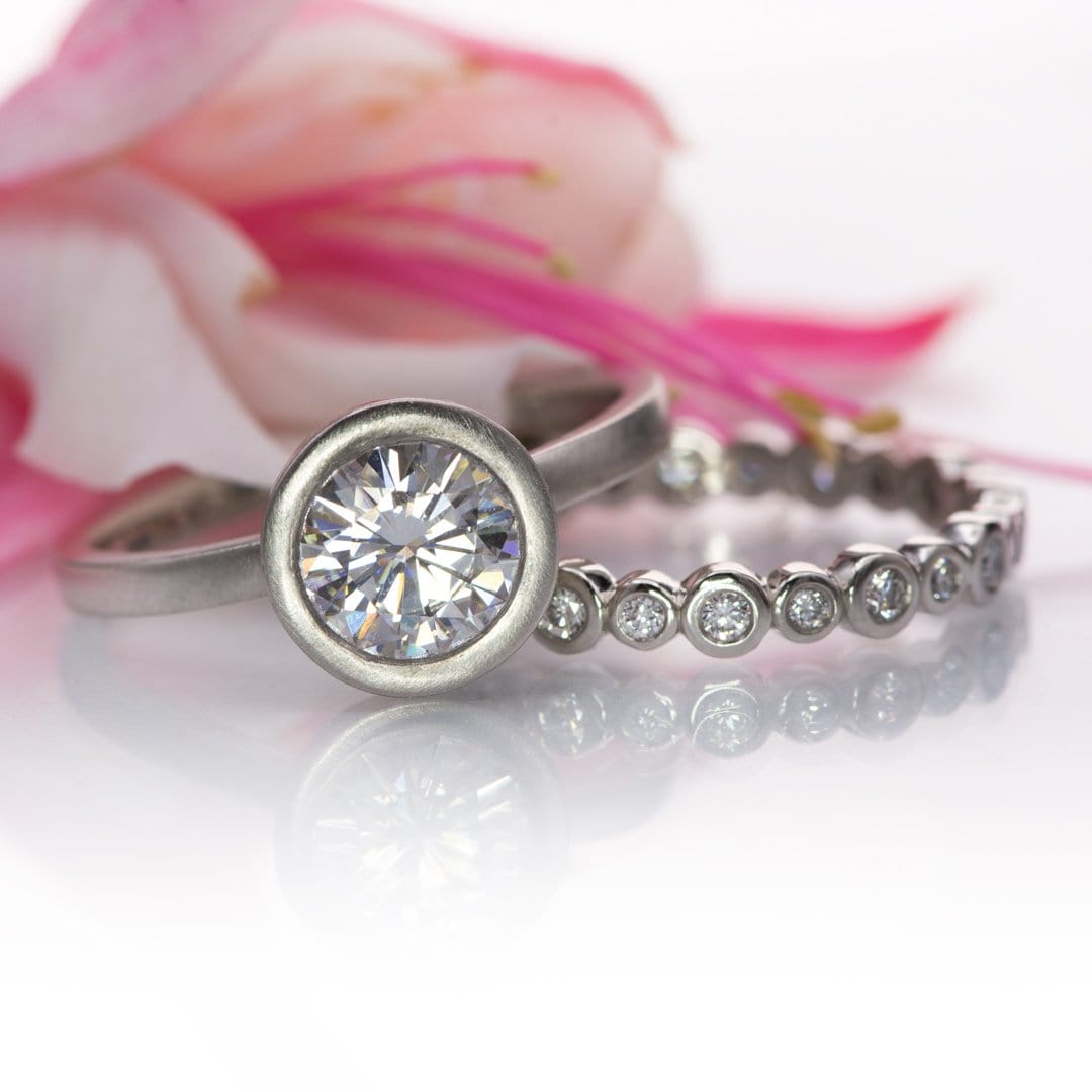 Bree Anniversary Band - Bezel Set Diamond Eternity Stacking Ring Wedding Band Ring by Nodeform
