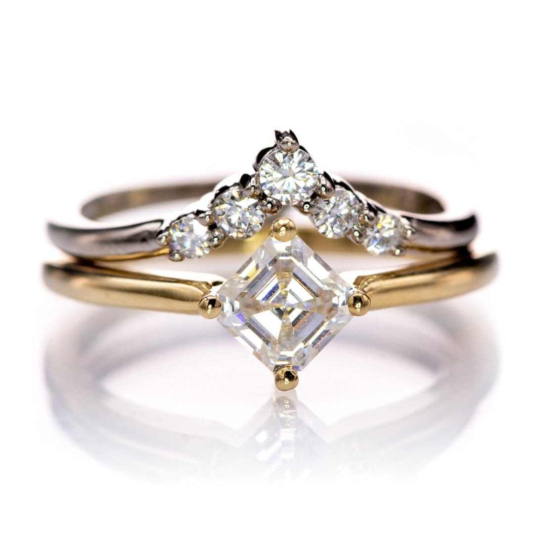 Phoebe Band -Graduated Diamond or Sapphire V-Shape Contoured Stacking Wedding Ring Ring by Nodeform