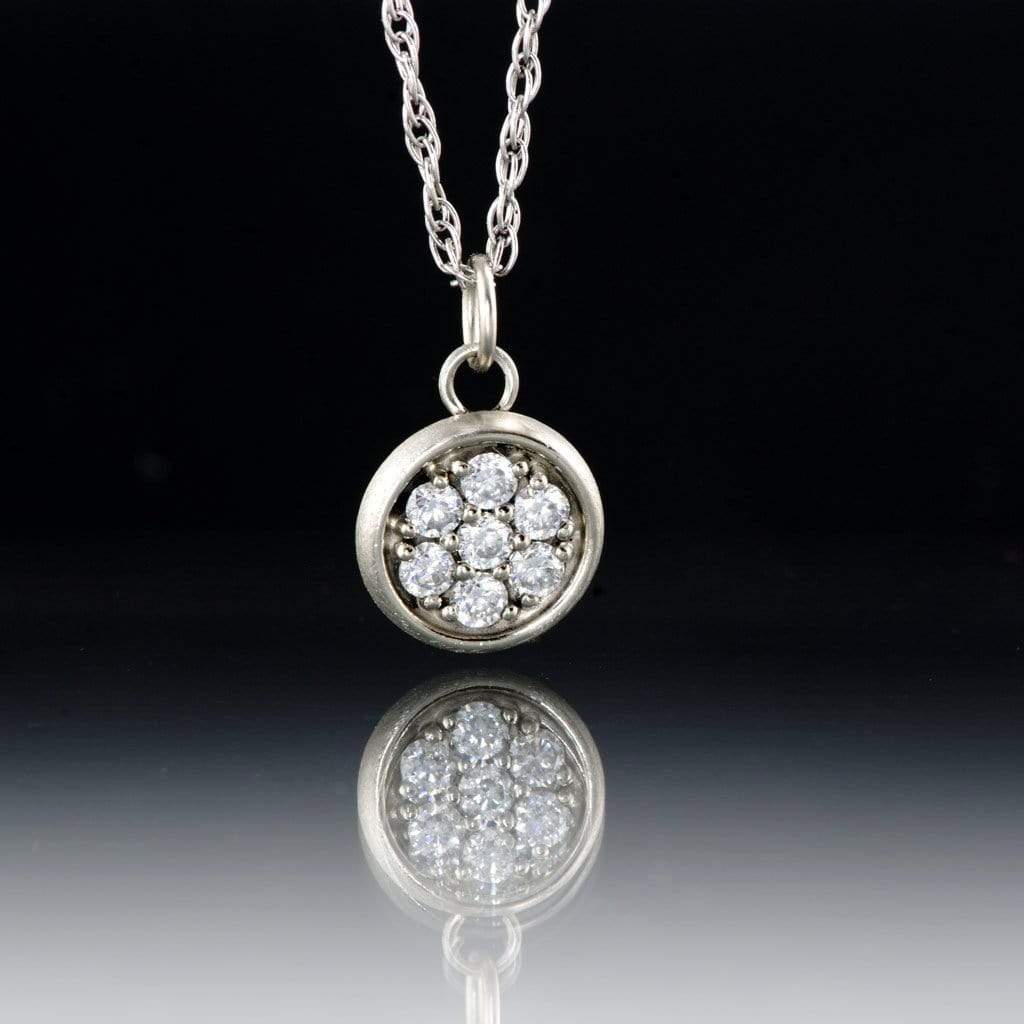 Round Moissanite Cluster Gold Pendant Necklace