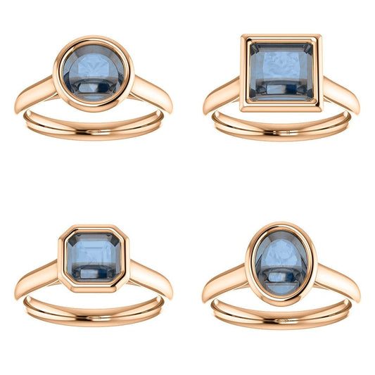 Olivia Bezel Set Solitaire Cathedral Engagement Ring - Setting only Ring Setting by Nodeform