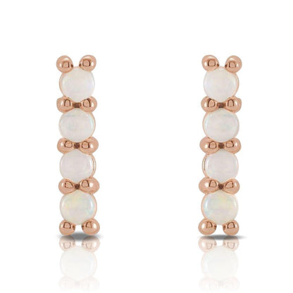 Opal Bar Studs Gold or Platinum Earrings 14k Rose Gold Earrings by Nodeform